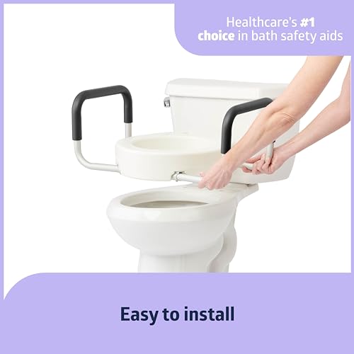 Medline Standard Toilet Seat Riser with Arms, 3.5-Inch Height, 400 lb Weight Capacity - Comfortable & Secure Bathroom Aid for Elderly & Disabled