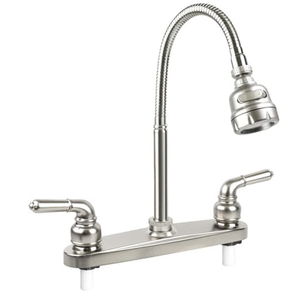 RV Kitchen Faucet,Camper Faucet Kitchen Replacement RV Sink Faucets,8 inch | w/ Flexible Arch 360 Swivel Rotatable Sprayer for Campers,Travel Trailers,Motorhomes,8 in 2 Hole,Non-Metallic,Brushed Nickel - color: Brushed Nickel