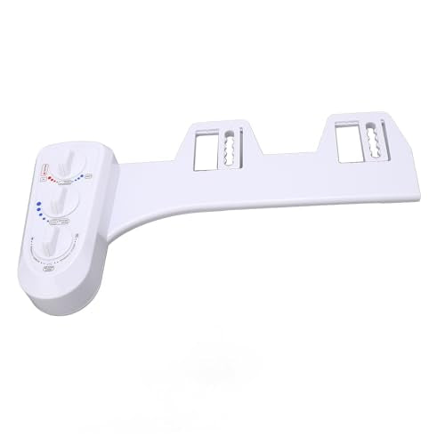 Bidet Toilet Attachment Spray Hot Cold Fresh Water Dual Nozzle Non Electric Mechanical Adjustable Water Pressure Temperature Bathroom Seat for Standard Toilets White 17.3 x 8.1