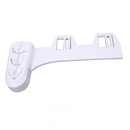 Bidet Toilet Attachment Spray Hot Cold Fresh Water Dual Nozzle Non Electric Mechanical Adjustable Water Pressure Temperature Bathroom Seat for Standard Toilets White 17.3 x 8.1
