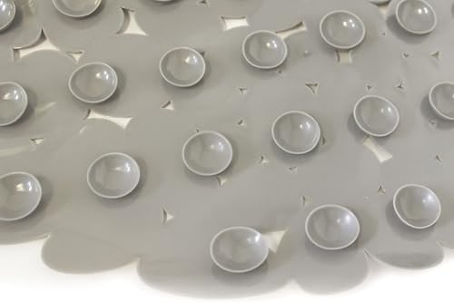 Dependable Industries Inc. Essentials Nonslip PVC Pebble Style Bathmat Shower Bathtub with Suction Cups 27" x 15" Textured for Secure Footing Oval (Gray) - color: Gray