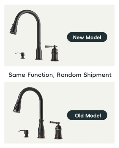 DAYONE 3 Holes Kitchen Sink Faucets with Soap Dispenser and Separate Handle, 2 Holes Pull Down Oil Rubbed Bronze Sink Faucet for Kitchen, Single Handle High Arc, DAY-279ORB - color: Oil Rubbed Bronze, style: 3 Holes