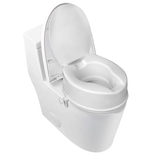 Raised Toilet Seat with Lid for Elderly, 6" High Toilet Seat for Elongated or Standard Commode, Raised Toilet Seat for Seniors, Handicap Toilet Seat Riser with Cover - size: 6"