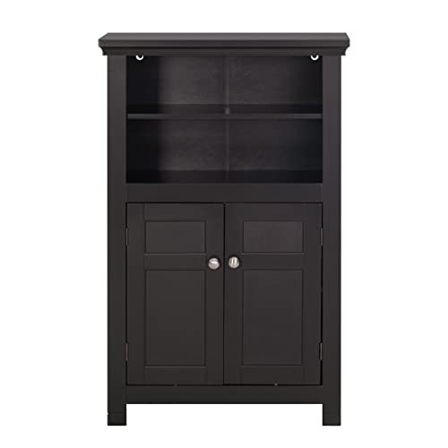 Spirich Bathroom Storage Cabinet with 2 Doors and Open Shelves, Espresso | Adjustable Shelves, Anti-Tip Device, 23.62"W x 11.81"D x 37.2"H, Floor Cabinet for Bathrooms, Entryways, & Living Rooms - size: 37.2'' Tall