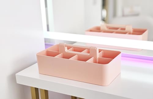 Enjoy Office Desk Storage Organizer 8 compartments Box DIY Box Remote Cosmetic Holder Pen Pencil Stationery Basket -Made In USA - color: Indie Pink