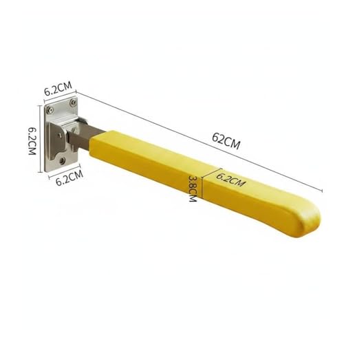 Gralara Surface-Mounted Toilet Grab Bar Non Slip Folding Grab Bar Space Saving Flip up Support Rail for Elderly, Yellow, Bright Yellow, 62CM Folding Toilet Grab Bar Comfortable Grip - color: Bright Yellow