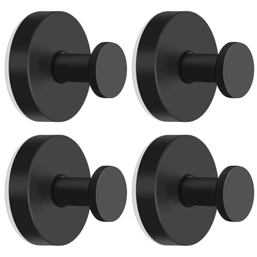 Suction Cup Hooks for Shower Stainless Steel, Suction Hooks for Shower Wall Hangs 15lbs, Bathroom, Kitchen, Glass Door, Mirror, Tile, Loofah, Towel, Coat, Bath Robe, Matte Black 4 Pack - color: Matte Black