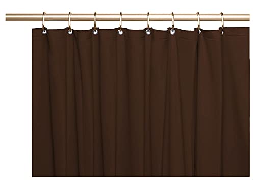 Elegant Heavy Duty Vinyl Shower Curtain Liner with 12 Metal Grommets Dark Brown - color: Dark Brown