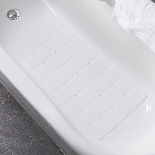 Webos Foldable Non Slip Silicon Bath Mat Bathtub mat Shower mats no Suction Cups for Textured Tub and Reglazed Tub (Foldable-White, 28-inch x 14-inch) - color: Foldable-white
