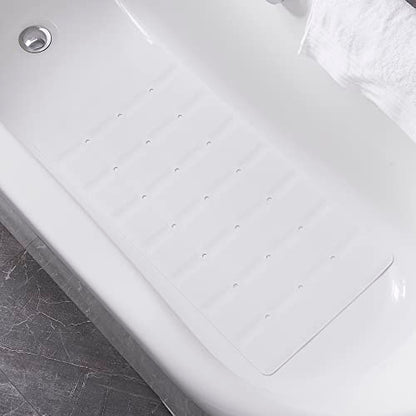 Webos Foldable Non Slip Silicon Bath Mat Bathtub mat Shower mats no Suction Cups for Textured Tub and Reglazed Tub (Foldable-White, 28-inch x 14-inch) - color: Foldable-white