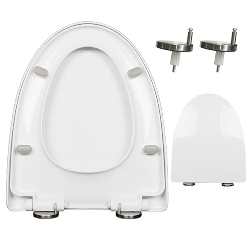 Soft Close White Elongated Toilet Seat - Scratch Resistant PP Cover with Quick Release Hinge, Easy to Install & Clean, Quiet Slam Mechanism - size: Elongated