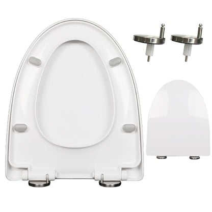 Soft Close White Elongated Toilet Seat - Scratch Resistant PP Cover with Quick Release Hinge, Easy to Install & Clean, Quiet Slam Mechanism - size: Elongated