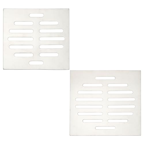 uxcell 2 Pcs Square Floor Drain Cover, Stainless Steel Shower Hair Catcher Drain Grate for Small Lawns, Bathroom Covers, Kitchen Floor Drains, Silver Tone(4/5 Inches) - size: 4/5 Inches