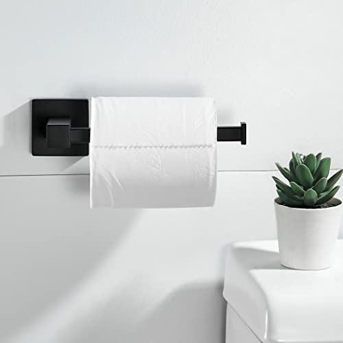 Leyden Black Toilet Paper Holder Towel Ring, Matte Bathroom Hand Towel Holder Toilet Roll Holder, Modern Bath Hardware Set Wall Mounted Stainless Steel 2 Pieces - color: Black Square Bottom