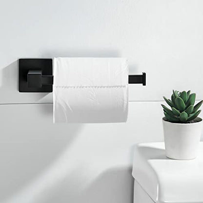 Leyden Black Toilet Paper Holder Towel Ring, Matte Bathroom Hand Towel Holder Toilet Roll Holder, Modern Bath Hardware Set Wall Mounted Stainless Steel 2 Pieces - color: Black Square Bottom