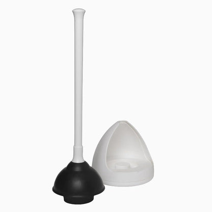 Toilet Plunger Drain Plunger with White Twist Caddy Storage Holder