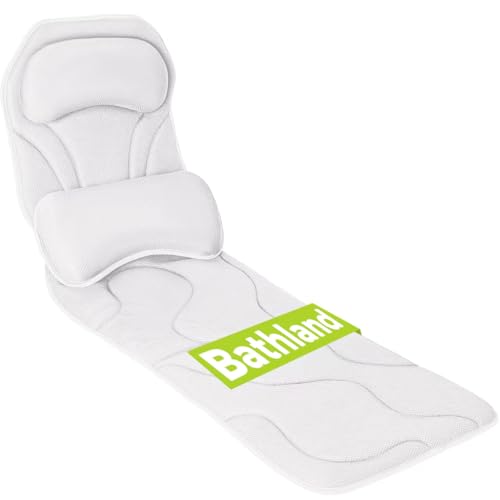 Full Body Bath Pillow for Tub - Extra Long & Thick Tub Pillow | Head, Back & Lumbar Support, 168 Non-Slip Suction Cups, Soft 5D Mesh Spa Cushion, Fits All Tubs-Gift for Soaking(White) - color: White