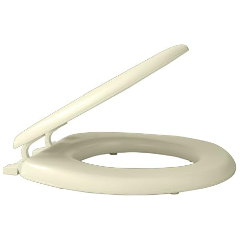 PowerSellerUSA Vinyl Round Soft Toilet Seat, Adjustable Hinges Toilet Seats with Non Slip Grip Tight Bumpers, Standard Heavy Duty Plastic Bathroom Toilet Seat Close Lid Set, Bone - color: Bone - Vinyl, size: 17" Standard