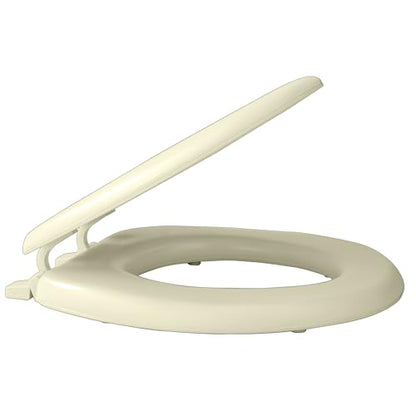 PowerSellerUSA Vinyl Round Soft Toilet Seat, Adjustable Hinges Toilet Seats with Non Slip Grip Tight Bumpers, Standard Heavy Duty Plastic Bathroom Toilet Seat Close Lid Set, Bone - color: Bone - Vinyl, size: 17" Standard
