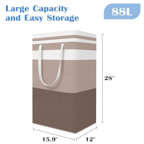 BlissTotes 3-Pack Laundry Basket, Collapsible Laundry Hamper, Khaki, 88L | Laundry Clothes Hamper, Hampers for Bedroom, Freestanding Hamper with Handles, Clothes Laundry Basket - color: Khaki, size: 88L