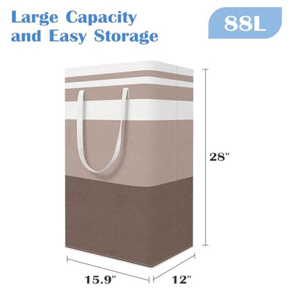 BlissTotes 3-Pack Laundry Basket, Collapsible Laundry Hamper, Khaki, 88L | Laundry Clothes Hamper, Hampers for Bedroom, Freestanding Hamper with Handles, Clothes Laundry Basket - color: Khaki, size: 88L