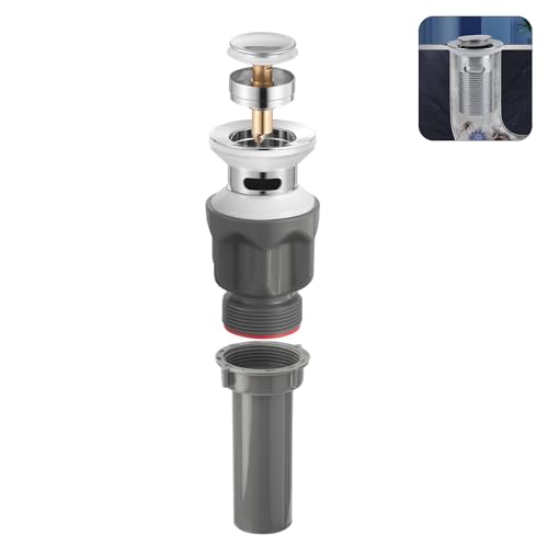 1 1/2" Bathroom Sink Pop-Up Drain Filter, Clog-Proof Filter, Sink Assembly with Overflow Outlet, Stainless Steel Sink Drain Plug（with Overflow Hole） - size: There are holes