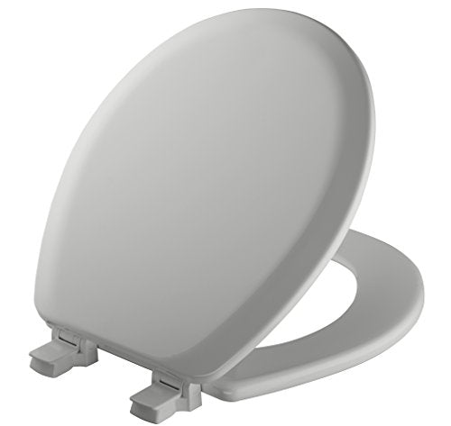 Mayfair Cameron Silver Toilet Seat, Non Slip Heavy Duty Wood, Easy Clean, Made in USA, Round - color: Silver, size: Round