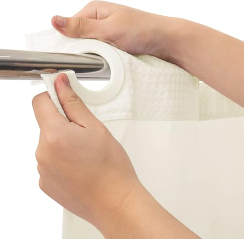 RiverDream Heavyweight Waffle No Hook Shower Curtain with Liner,Cream,36x74 | Dotted Waffle,Snap-in Liner,Heavy Duty,Quick Dry,Mesh Top Window,With Bottom Magnets,Hotel-Grade,Washable,Small Stall Size - color: Cream, size: 36"W x 74"L (Pack of 1)