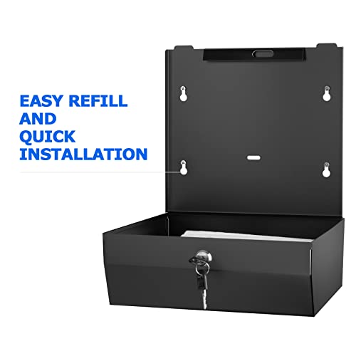 Gorlary Commercial Paper Towel Dispenser Wall Mount, Matte Black | C-Fold Multifold Trifold Hand Paper Towel Dispenser, Stainless Steel Tissue Holder for Bathroom, Office, Lockable - color: Medium-black