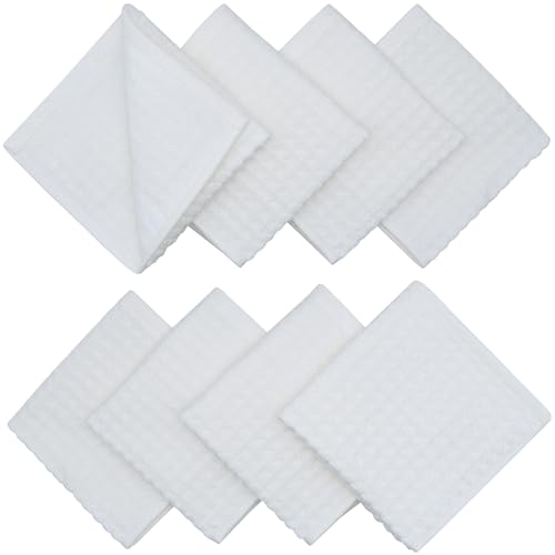 White Washcloths, Cotton Dish Cloths, 8 Pack,12”x12” | Soft Kitchen Washcloths Wash Rags, Double Deck Small Hand Towels For Kitchen, Absorbent Dish Cloths For Washing Dishes - color: White