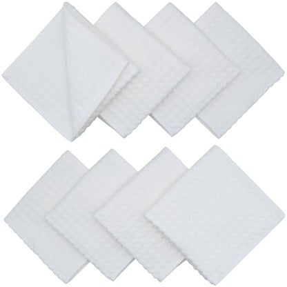 White Washcloths, Cotton Dish Cloths, 8 Pack,12”x12” | Soft Kitchen Washcloths Wash Rags, Double Deck Small Hand Towels For Kitchen, Absorbent Dish Cloths For Washing Dishes - color: White