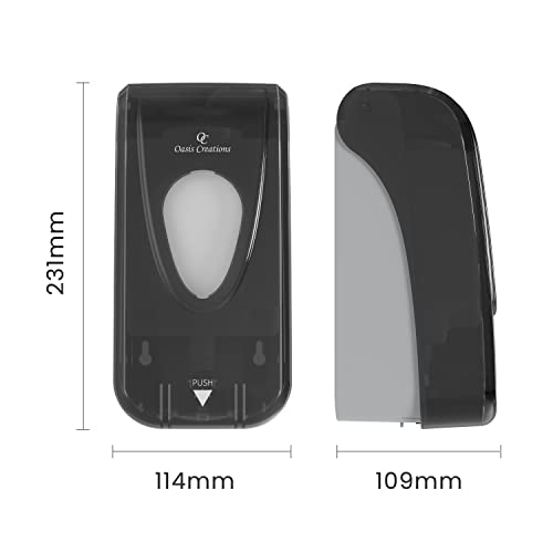 Manual Soap and Hand Sanitizer Dispenser by Oasis Creations, Liquid or Gel, Soap Dispenser Wall Mount, 1000ml/33oz. Commercial or Residential – Black Smoke - color: Black