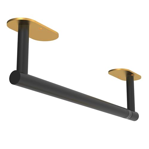 Paper Towel Holder Under Cabinet Black and Gold, Self Adhesive or Wall Mounted SUS304 Stainless Steel Paper Towel Holder for Kitchen, Bathroom, Farmhouse, Barbecue and Laundry (Black&Gold) - color: Black&gold, size: Standard Holder