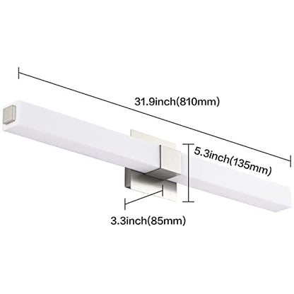 Bathroom Vanity Light Brushed Nickel - Modern LED Vanity Lighting Fixtures - 32 Inch Bathroom Lights Over Mirror 6000K Bright White Light - color: Brushed Nickel - Not Dimmable, size: 32 inch