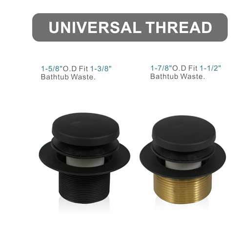 WELSAN Matte Black Tub Drain and Overflow Kit,Black Bathtub Drain,1 Hole | Tip-Toe, 1-Hole Faceplate, Coarse thread replacement conversion kit assembly, fits 1-3/8 or 1-1/2 inch bathtub drain waste - color: Black, style: 1 Hole