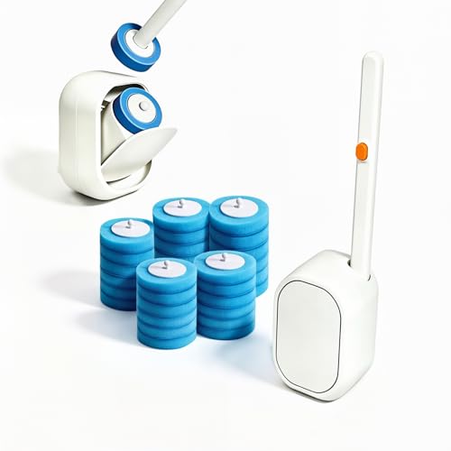 Disposable Toilet Wand Kit with 30 Refills,Wall-Mounted Holder & Storage Caddy,Toilet Brush for Deep Toilet Cleaning, Bathroom Accessories for Home, Dorm & RV(1 Wand+30Refills)