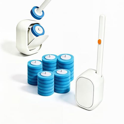 Disposable Toilet Wand Kit with 30 Refills,Wall-Mounted Holder & Storage Caddy,Toilet Brush for Deep Toilet Cleaning, Bathroom Accessories for Home, Dorm & RV(1 Wand+30Refills)