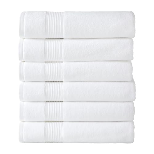 Modern Threads Hotel Collection 6-Pack 100% Ring Spun Cotton, Highly Absorbent Quick Drying Bath Towel Set, White, 30x60 - size: 30x60