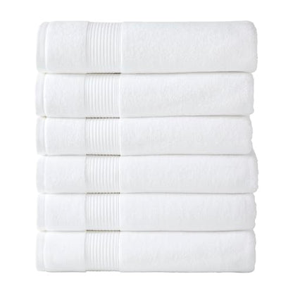 Modern Threads Hotel Collection 6-Pack 100% Ring Spun Cotton, Highly Absorbent Quick Drying Bath Towel Set, White, 30x60 - size: 30x60