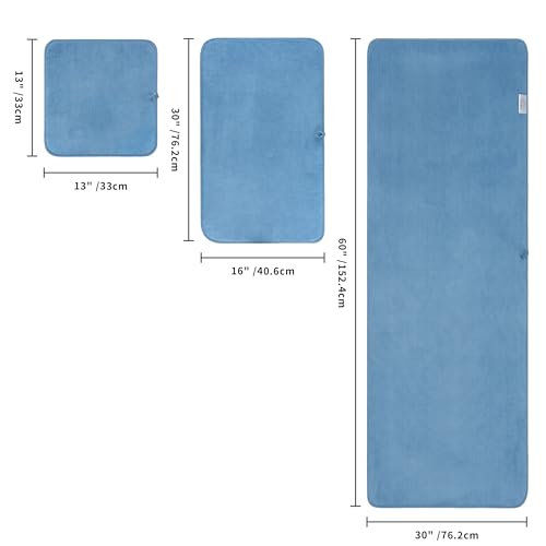 POLYTE 410 GSM Poly Blend Microfiber Quick Dry Bath Towel Set of 6 Pieces | 2-Body Towels, 2-Hand Towels, 2-Wash cloths, Oversize, Lint Free - color: Blue