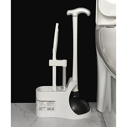 2 in 1 Heavy Duty Toilet Plunger Set with Holder Stand Base, Toilet Plunger and Brush, Bowl Brush and Plunger Combo for Bathroom Cleaning