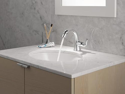 Delta Arvo 1 Hole Pull Down Bathroom Faucet with Sprayer, Chrome Single Hole Bathroom Sink Faucet with Pull Out Sprayer for Vanity, Metal Push-Pop Drain, Chrome 15840LF-PD - color: Chrome