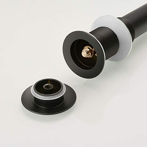 Homevacious 1 5/8" Bathroom Faucet Vessel Vanity Sink Pop Up Drain | Assembly Stopper Fits Bathroom Standard Sink Hole 1-1/2" to 1-3/4" Matte Black Plug Without Overflow Push & Seal - color: Matte Black, style: Without Overflow