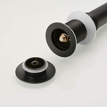 Homevacious 1 5/8" Bathroom Faucet Vessel Vanity Sink Pop Up Drain | Assembly Stopper Fits Bathroom Standard Sink Hole 1-1/2" to 1-3/4" Matte Black Plug Without Overflow Push & Seal - color: Matte Black, style: Without Overflow