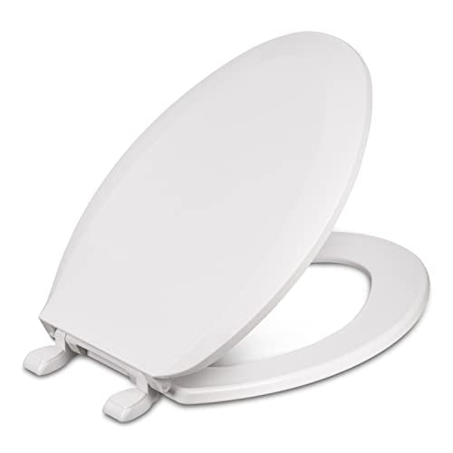 Centoco Elongated Toilet Seat, Economy Residential, USA, White | Plastic, Closed Front, Cover, Made in the USA, DSAZAM1600-001