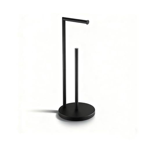Toilet Paper Roll Holder Stand, NEWRAIN Bathroom Free Standing Toilet Tissue Paper Roll Holder Stand with Reserve Function,Matte Black - color: Matte Black