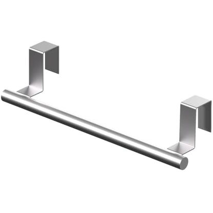 Cabinet Door Towel Bar, Kitchen Towel Holder, Silver, Single | Extended Anti-Slip Arm, EVA Scratch Guard Pads, No-Drill Install, Stainless Steel Dish Towel Holder, Kitchen Towel Rack - color: Brushed Finish - 1 Pack