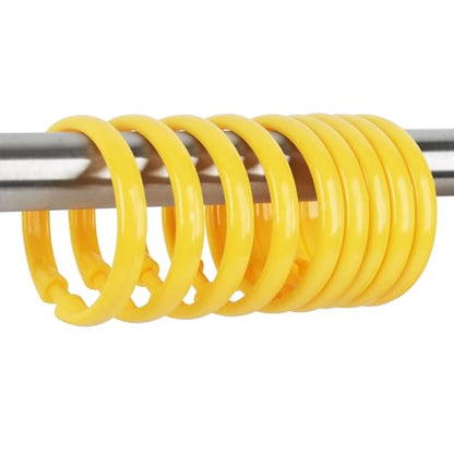 Yellow Shower Curtain Hooks - 12 Pcs Circular Plastic Shower Curtain Rings for Bathroom - O Shaped Yellow Shower Hooks Rings for Shower Curtain Rod - color: Yellow