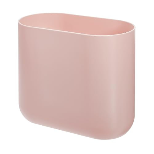 iDesign Small Slim Plastic Bathroom Trash Can, Pink | Garbage Can for Bedroom, Office, Desk, Dorm - color: Pink, style: Pack of 1
