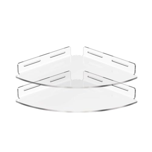 Floating Corner Shelf, Acrylic Clear Corner Shower Organizer Wall Mounted Storage Rack for Bathroom Kitchen Dorm Toilet